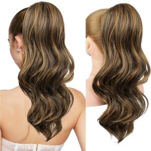 Reecho clip in har piece dark brown with highlights